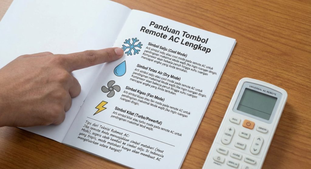 arti simbol cool pada remote ac, panduan tombol remote ac lengkap